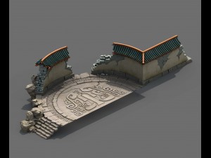 building - broken round wall Modelo 3D