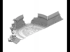 building - broken round wall 3D Model