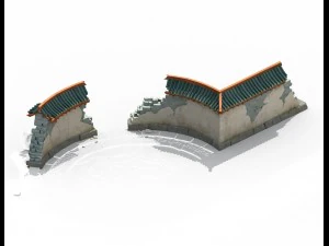 building - broken round wall 3D Model