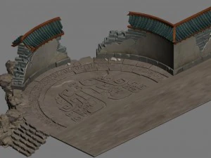 building - broken round wall 3D Model