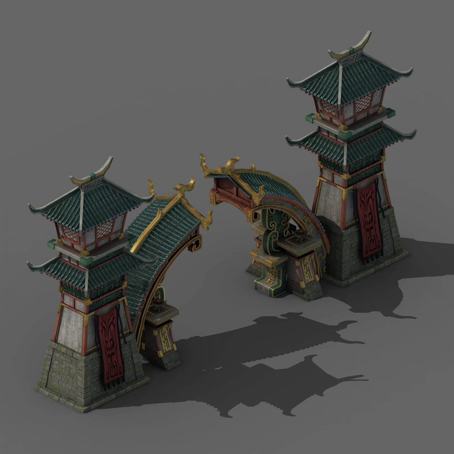 architecture - city gate 02 3D Model .c4d .max .obj .3ds .fbx .stl .blend 