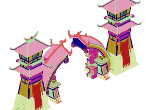 architecture - city gate 02 3D Model