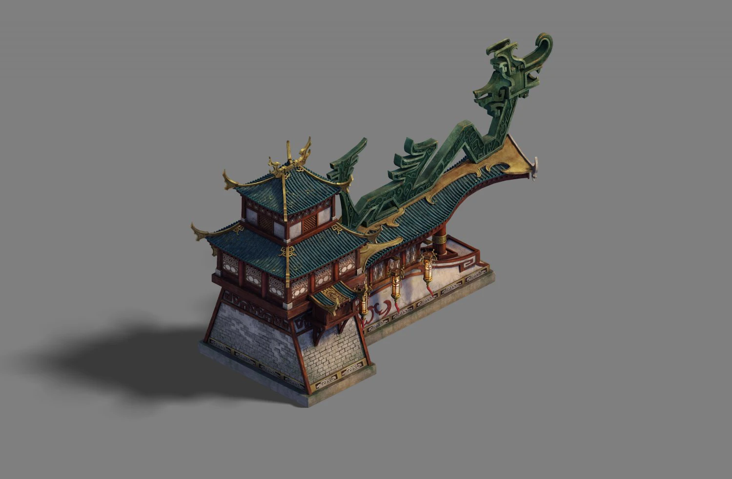 building - city main wall 3D Model .c4d .max .obj .3ds .fbx .stl .blend 