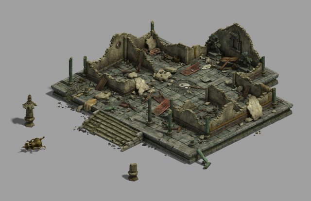 building - house ruins 3D 模型 .c4d .max .obj .3ds .fbx .stl .blend 