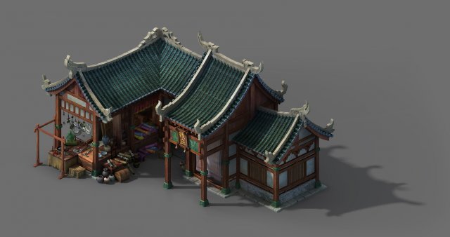 building - money shop Model 3D .c4d .max .obj .3ds .fbx .stl .blend 