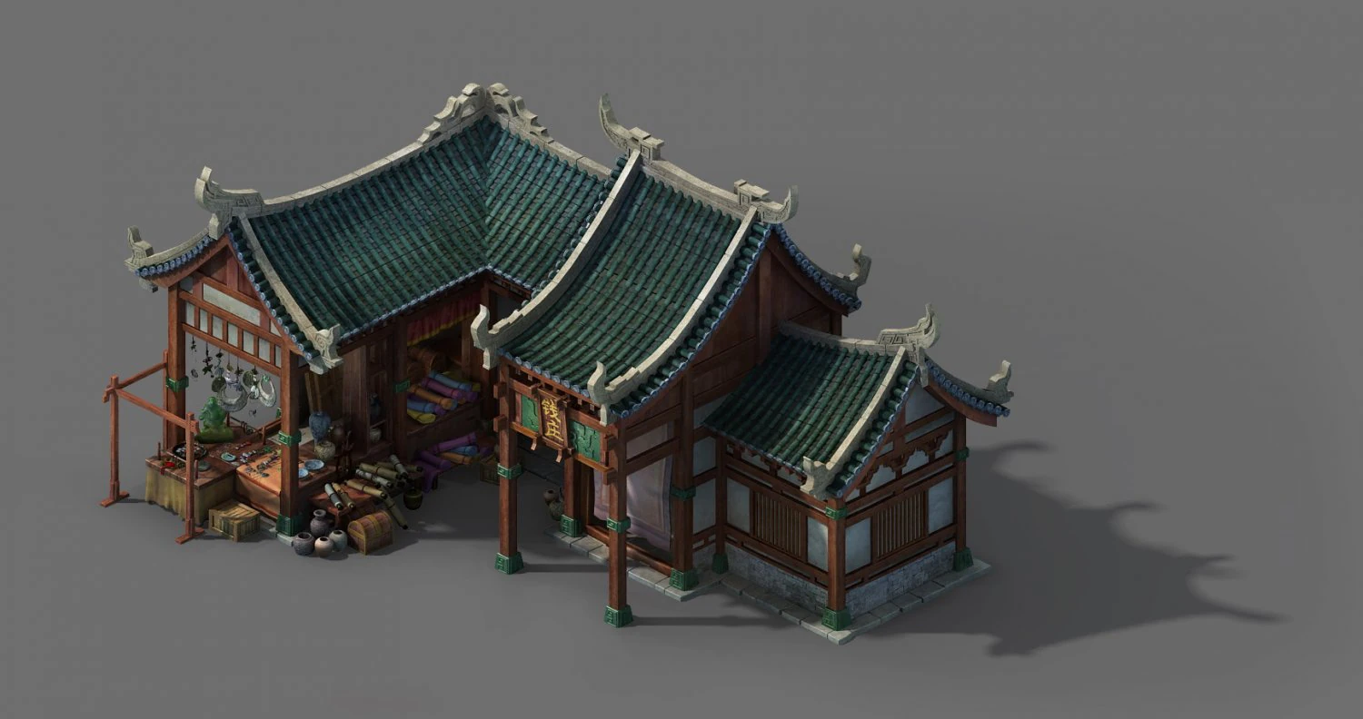 building - money shop 3D Model .c4d .max .obj .3ds .fbx .stl .blend 