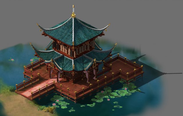 game city ancient china car pier building hotel tr Modèle 3D .c4d .max .obj .3ds .fbx .stl .blend 