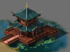 game city ancient china car pier building hotel tr 3D Model