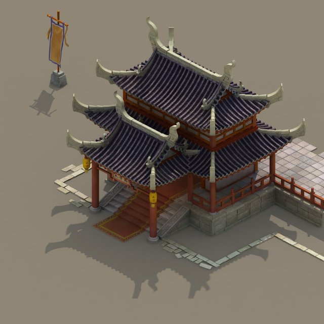 building - prefecture 3D Модель .c4d .max .obj .3ds .fbx .stl .blend