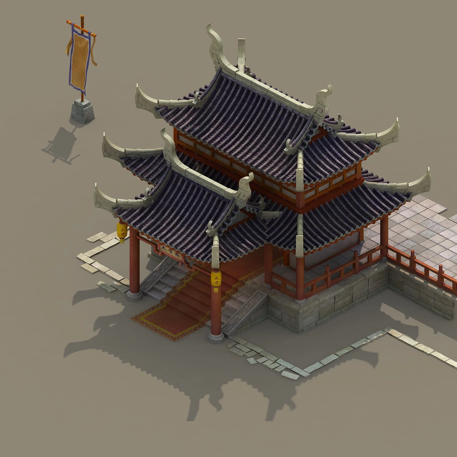 building - prefecture 3D Model .c4d .max .obj .3ds .fbx .stl .blend 