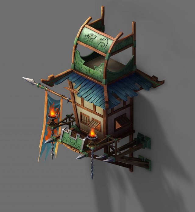 barracks - hanging cliff tower Modèle 3D .c4d .max .obj .3ds .fbx .stl .blend 