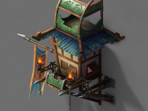 barracks - hanging cliff tower Model 3D