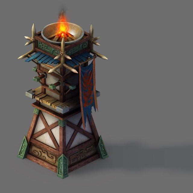 barracks - beacon towers 3D-Modell .c4d .max .obj .3ds .fbx .stl .blend 
