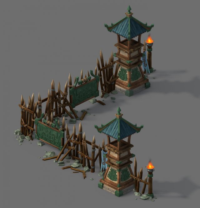 barracks - tower 3D Model .c4d .max .obj .3ds .fbx .stl .blend