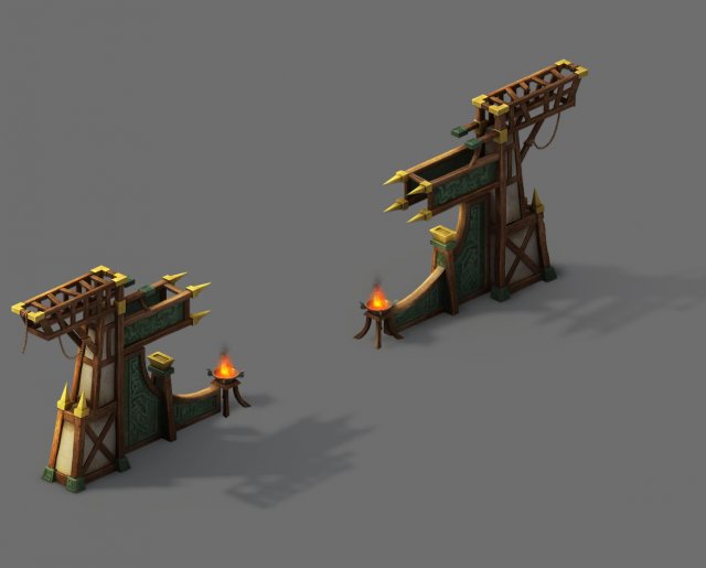 barracks - junzhai gate Model 3D .c4d .max .obj .3ds .fbx .stl .blend 