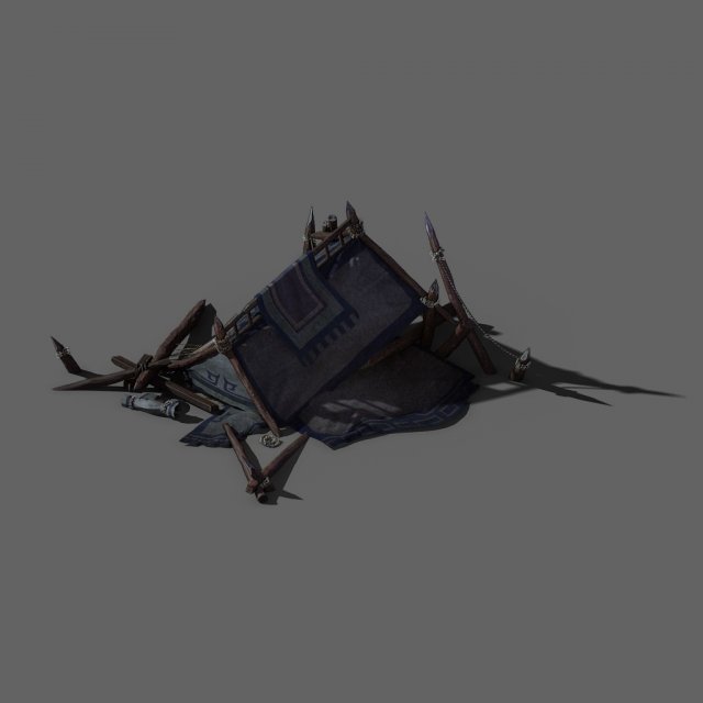 barracks - broken tent 02 Modelo 3D .c4d .max .obj .3ds .fbx .stl .blend 