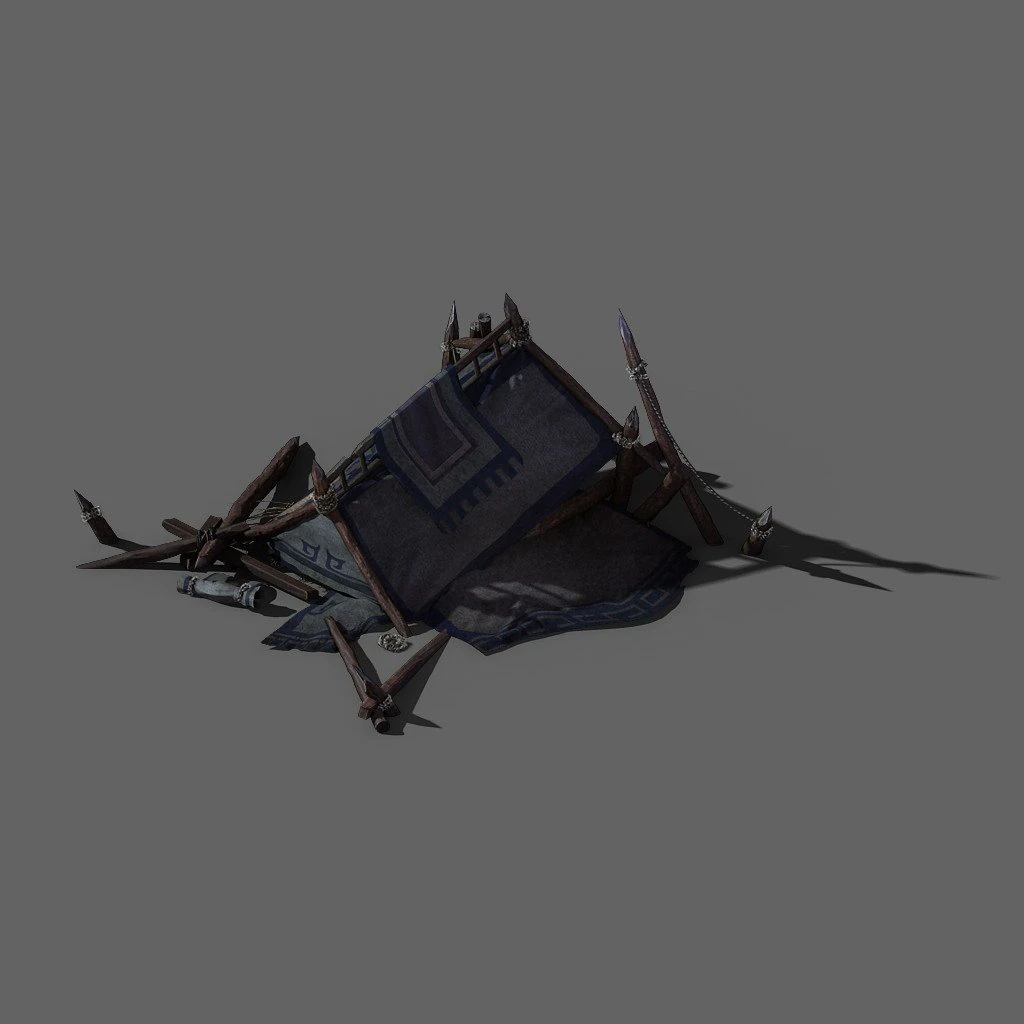 barracks - broken tent 02 3D Model .c4d .max .obj .3ds .fbx .stl .blend 