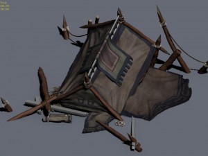 barracks - broken tent 02 Modelo 3D