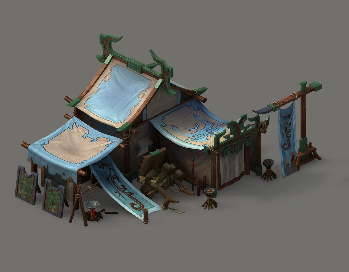 barracks - tents 3D Model .c4d .max .obj .3ds .fbx .stl .blend