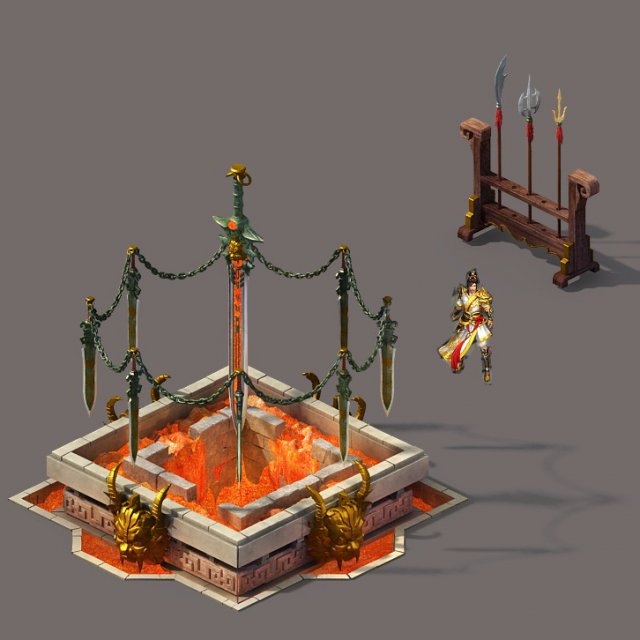 barracks - sword furnace 3D Модель .c4d .max .obj .3ds .fbx .stl .blend 