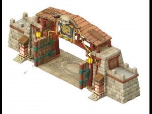 cartoon version - city gate 03 Model 3D