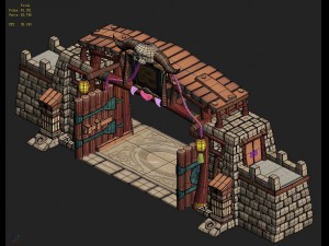 cartoon version - city gate 03 Model 3D