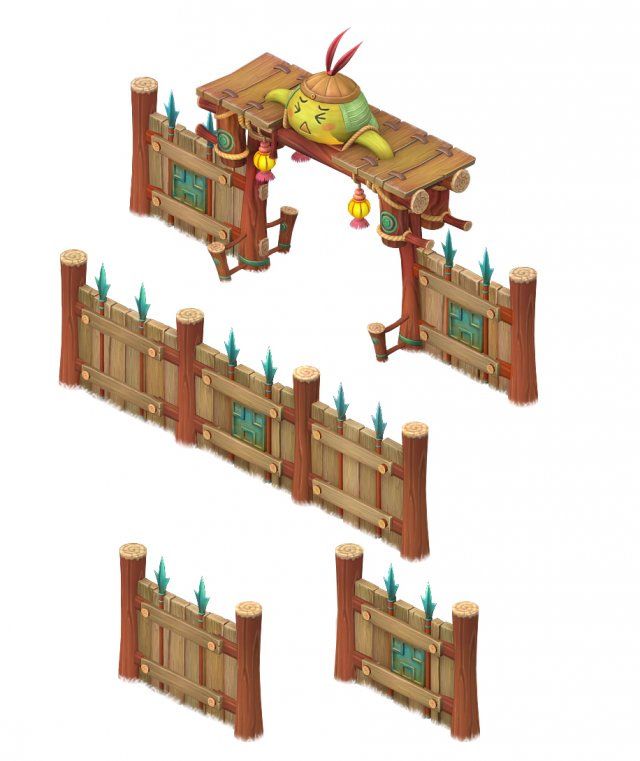 cartoon version - city gate - wall 0103 Modèle 3D .c4d .max .obj .3ds .fbx .stl .blend