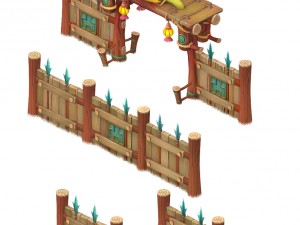 cartoon version - city gate - wall 0103 Model 3D