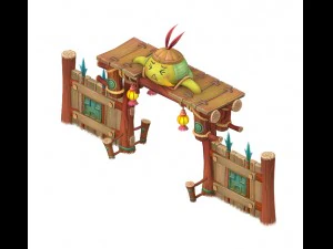 cartoon version - city gate - wall 0103 3D Model