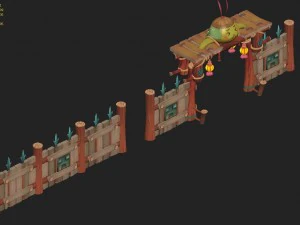 cartoon version - city gate - wall 0103 3D Model