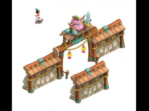 cartoon version - city gate - wall 0203 3D Model