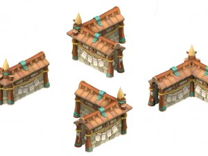 cartoon version - city gate - wall 0203 3D Model