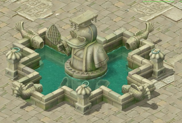 cartoon version - city center iconic fountain Model 3D .c4d .max .obj .3ds .fbx .stl .blend