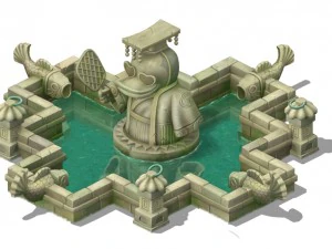 cartoon version - city center iconic fountain 3D Model