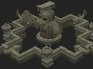 cartoon version - city center iconic fountain Model 3D