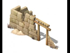 cartoon version - village ruins 3D Model