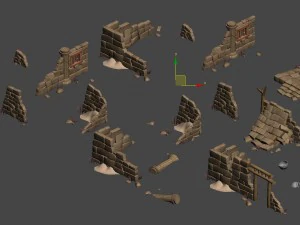 cartoon version - village ruins 3D Model