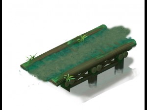 cartoon version - stems straight wooden bridge Model 3D