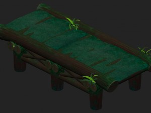 cartoon version - stems straight wooden bridge Model 3D
