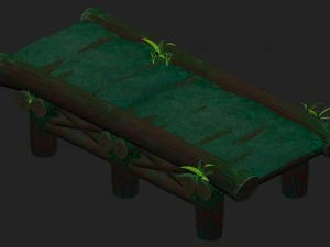 cartoon version - stems straight wooden bridge 3D Model