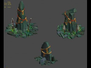 cartoon version - the town of soul stone pillars Model 3D