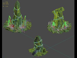 cartoon version - the town of soul stone pillars Model 3D