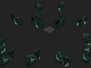 cartoon version - the main pyramid top pillars 3D Model