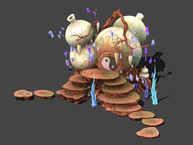 cartoon sky city - treasure gourd mountain 3Dモデル .c4d .max .obj .3ds .fbx .stl .blend 