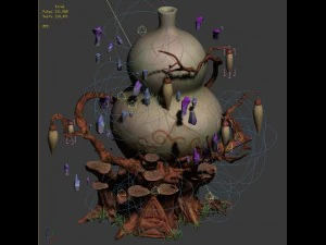 cartoon sky city - treasure gourd mountain 01 3D Model