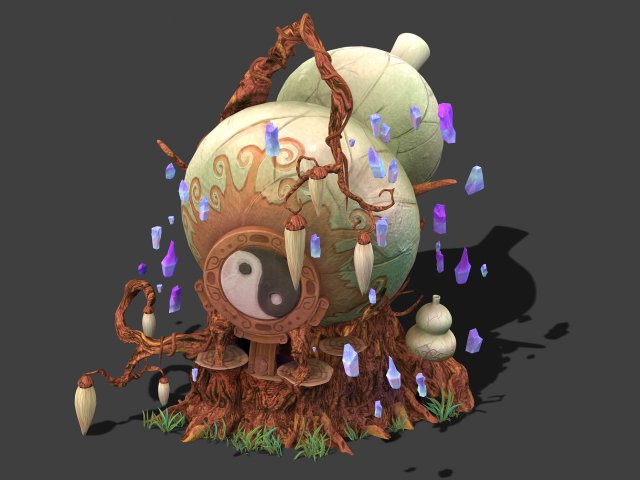 cartoon sky city - treasure gourd mountain 03 Model 3D .c4d .max .obj .3ds .fbx .stl .blend 