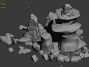 cartoon sky city - ice and snow terrain rockery 3D Model