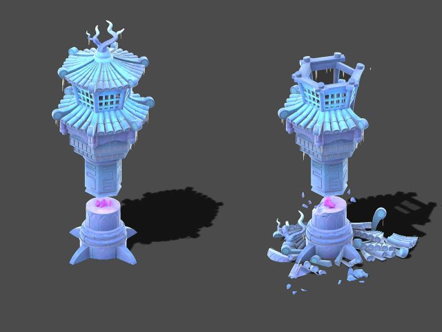 cartoon sky city - icicle god tower 01 3D मॉडल .c4d .max .obj .3ds .fbx .stl .blend 