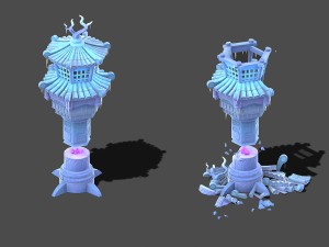 cartoon sky city - icicle god tower 01 3D Model