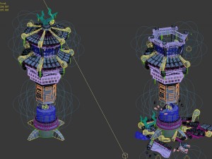 cartoon sky city - icicle god tower 01 3D मॉडल